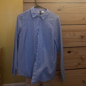 H&M blue striped long sleeve cotton shirt